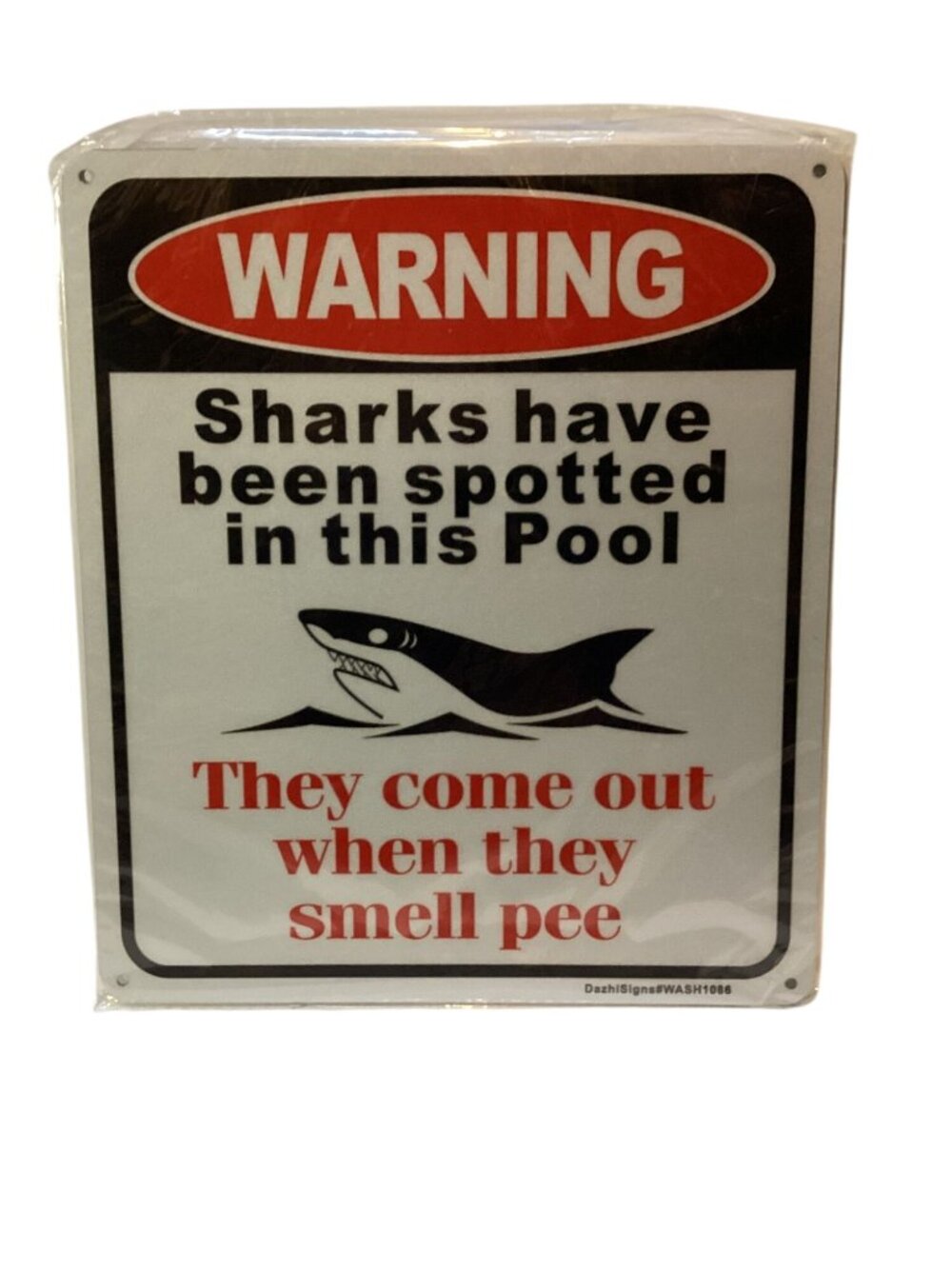 2 Pack Warning Sharks 10X9 Golden Era Retro Reflective Alum Sign Mult Color New